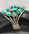 nine turquoise cabochons, Peterson Johnson, Navajo, silver dots, five wire terminal