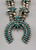 needlepoint turquoise, four petal blossoms, handmade silver beads, circa 1940s