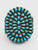 Natural turquoise, cluster, darkened silver background, three wire terminal, circa 1950s