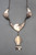 needlepoint turquoise, bib style, central pendant, silver dangles, silver link chain, Jimmie Yazzie, Navajo