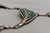 needlepoint turquoise, bib style, central pendant, silver dangles, silver link chain, Jimmie Yazzie, Navajo