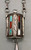 handmade necklace, Leo Coriz,  lidded drum style pendant, channel inlays, handmade silver chain, turquoise and coral Jocla, Kewa