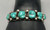 vintage, 6 stone, carved turquoise, ingot, bracelet, graduated size stones, silver dots, hand stamping