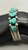 vintage, 6 stone, carved turquoise, ingot, bracelet, graduated size stones, silver dots, hand stamping
