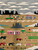 Large pictorial Navajo textile, mountains, clouds, people, cars and truck, a train, cows, horse, chickens, dogs