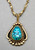 14 K gold and turquoise, Tommy Singer, webbed turquoise, gold chain, Navajo