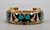 Zuni, 14 K gold, Quam, mosaic inlay, gold cuff