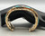 14 K gold,  multi stone inlay, Quam,  mosaic inlay, gold cuff, deep stamped