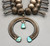 statement, handmade, 4 petal blossoms, center dangle, blue turquoise cabochons, carinated, vintage