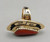 coral and gold overlay, Julius Keyonnie,  gold overlay,  smooth gold band, textured
