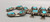 vintage, blue turquoise,  stamped leaf applique, 12 blossoms,