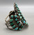 vintage, natural turquoise, cluster,  darkened silver background, three wire terminal
