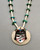 vintage, Pueblo style, shell pendant, Kachina face inlay, Heishi beads