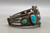 webbed turquoise, cluster bracelet, natural turquoise, twisted wire and silver dots, four wire terminal