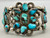 vintage, cluster, Bisbee turquoise, floral design, two wire terminal, Simplicio, Zuni