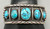 vintage, gemmy, five turquoise stones, great matrix, darkened silver, smooth silver cuff, deep stamped lines, Navajo,