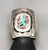 vintage, Zuni, cobblestone inlay, Jones Quam, blue jay design, shadow box, stamped leaf appliques, hefty silver cuff,