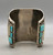 vintage, Zuni, cobblestone inlay, Jones Quam, blue jay design, shadow box, stamped leaf appliques, hefty silver cuff,