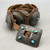 1940s, nine conchos, stamped line designs, brown leather belt, scalloped edges, Navajo