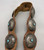 1940s, nine conchos, stamped line designs, brown leather belt, scalloped edges, Navajo