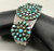natural turquoise, cluster bracelet, petit point and dot turquoise, darkened silver backgrounds, three wire terminal, Zuni, Circa 1920s