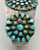 natural turquoise, cluster bracelet, petit point and dot turquoise, darkened silver backgrounds, three wire terminal, Zuni, Circa 1920s