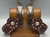 Ray Anderson, swan neck spurs,, engraved silver appliques, diamond shape incised silver plates, silver heel buttons, basket weave pattern.