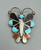 vintage, butterfly themed, abalone, turquoise, spiny oyster, mother of pearl, squash blossom style, circa 1960s