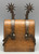 California style, silver inlay, single mounted, 10 point rowel, chap guards, heel chains, Circa 1920s