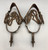 California style, simngle mounted, triple heel chains, chap guards, silver inlay designs, silver buttons, basket weave leather straps, antique