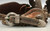 California style, simngle mounted, triple heel chains, chap guards, silver inlay designs, silver buttons, basket weave leather straps, antique