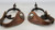 California style spurs, chap guards, inlaid silver, silver dot accents, concho style button, bucking horse figure, hell chains, leather straps, Circa late 1800s to early 1900s.