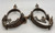 California style spurs, silver mountings, leather straps, single mounted spurs, engraved silver, inlaid silver strips, 10 point rowel,  Circa early 1900s