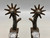 California style spurs, silver mountings, leather straps, single mounted spurs, engraved silver, inlaid silver strips, 10 point rowel,  Circa early 1900s