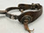 California style spurs, silver mountings, leather straps, single mounted spurs, engraved silver, inlaid silver strips, 10 point rowel,  Circa early 1900s