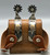 J.D. Moss, bull themed, double mounted, basket weave leather straps, engraved silver button, smooth silver buckle,