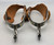 J.D. Moss, bull themed, double mounted, basket weave leather straps, engraved silver button, smooth silver buckle,