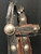vintage, matching, Visalia, silver headstall and breast collar, black dyed leather, tooled floral designs, engraved silver conchos,