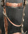 vintage, matching, Visalia, silver headstall and breast collar, black dyed leather, tooled floral designs, engraved silver conchos,