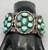 1960s, natural turquoise, cluster, darkened silver backgrounds, twisted wire, decorative edges, silver flowers three wire terminal, Navajo
