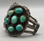 1960s, natural turquoise, cluster, darkened silver backgrounds, twisted wire, decorative edges, silver flowers three wire terminal, Navajo