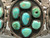 1960s, natural turquoise, cluster, darkened silver backgrounds, twisted wire, decorative edges, silver flowers three wire terminal, Navajo