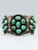 1960s, natural turquoise, cluster, darkened silver backgrounds, twisted wire, decorative edges, silver flowers three wire terminal, Navajo