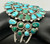 1940s, natural turquoise, cluster, needlepoint, petit point, dot turquoise, handmade, three wire terminal, Navajo,