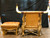 Custom Handmade Leather, Wood and Steer Horned Chair With Ottoman By Bub O'Donnell