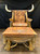 Custom Handmade Leather, Wood and Steer Horned Chair With Ottoman By Bub O'Donnell