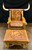 Custom Handmade Leather, Wood and Steer Horned Chair With Ottoman By Bub O'Donnell