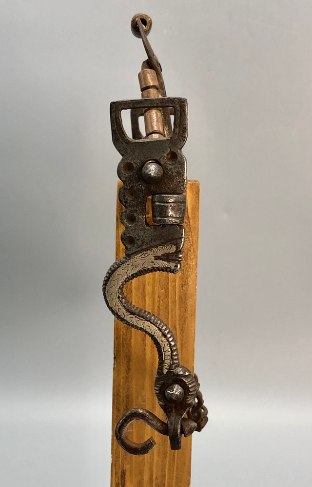 Antique Spanish Spade Bit with Silver Inlay Snakes