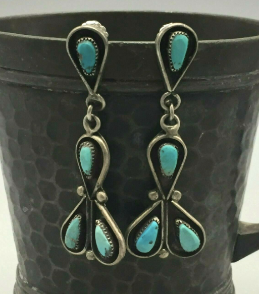 Vintage Zuni Petit Point, Dangle Earrings