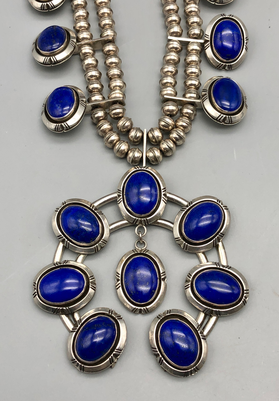 Luscious Lapis Squash Blossom Necklace